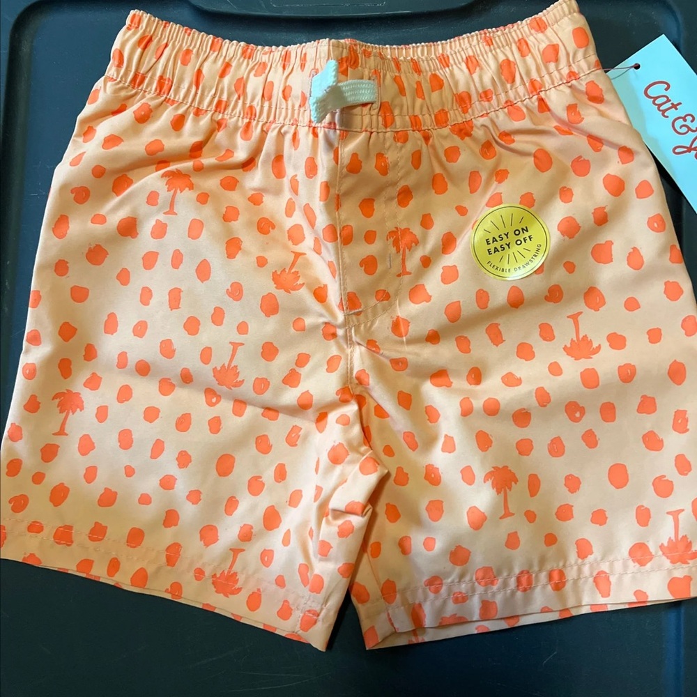 Boys Orange Swim Trunks